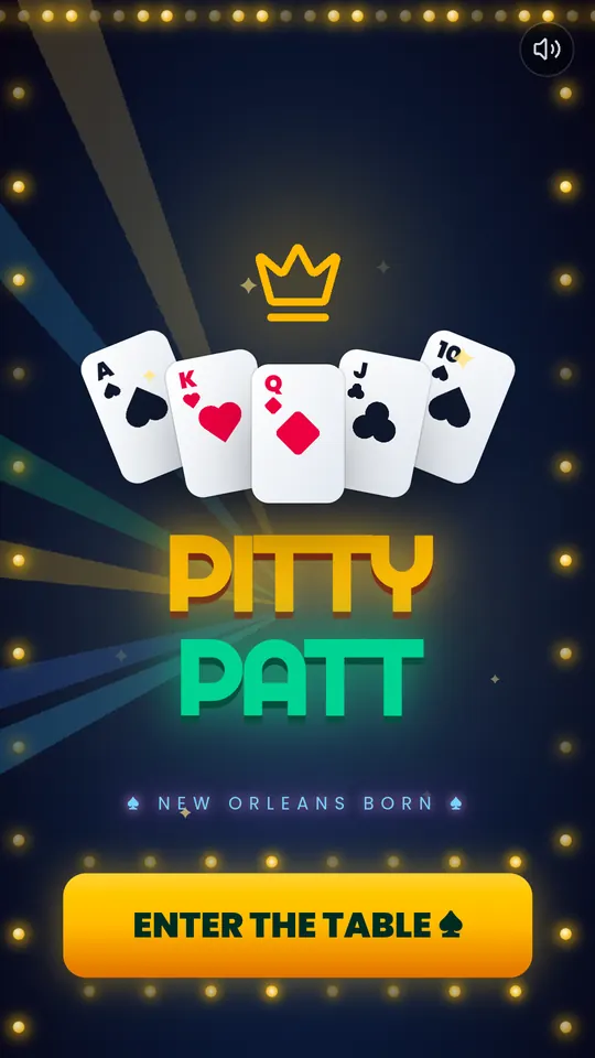 Pitty Patt welcome screen with an Enter the Table button